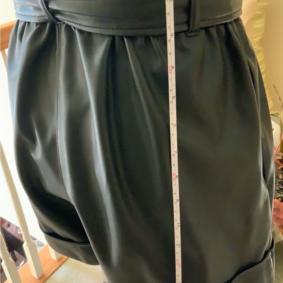 Aqua -Black Faux Leather Paperbag Waist Shorts - Picture 7 of 11